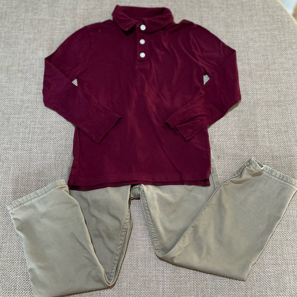 Levi’s size 5 Tan DenimPants/Burgundy LS Polo